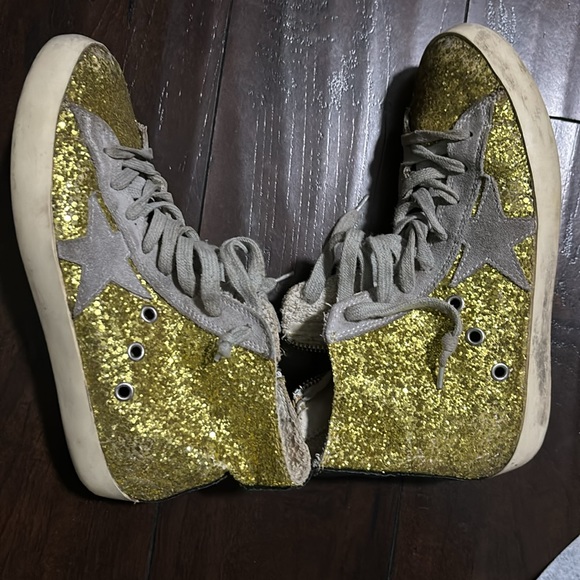 Golden Goose sneakers francy all over glitter in camoscio lime glitter - Picture 5 of 5